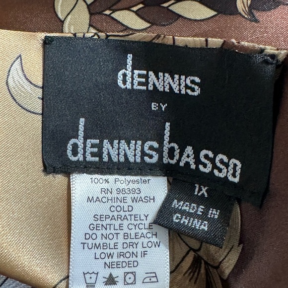 DENNIS BASSO Brown Gold Top Chain Rope Tassel size 1X Scarf Shawl Accessory - Picture 5 of 8